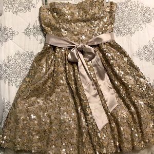 Champagne Colored Sequin Cocktail Dress